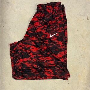 Nike Red & Black Camo Print Boys' Athletic Shorts